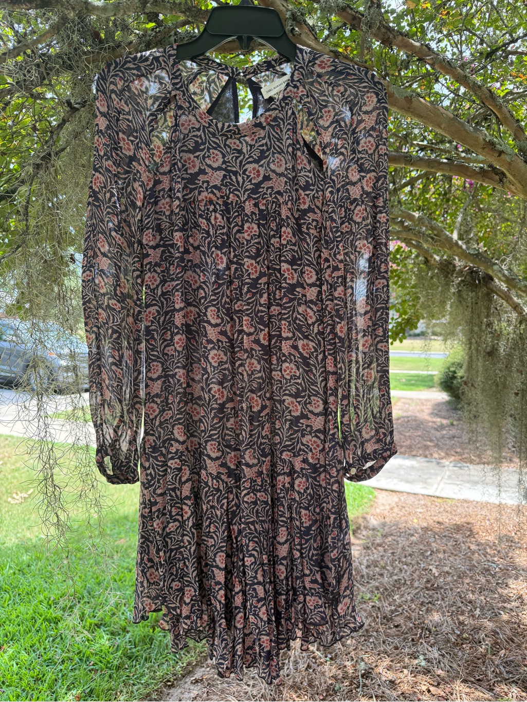 Isabel Marant Black Dress With Pink Floral Print - Long Sleeve